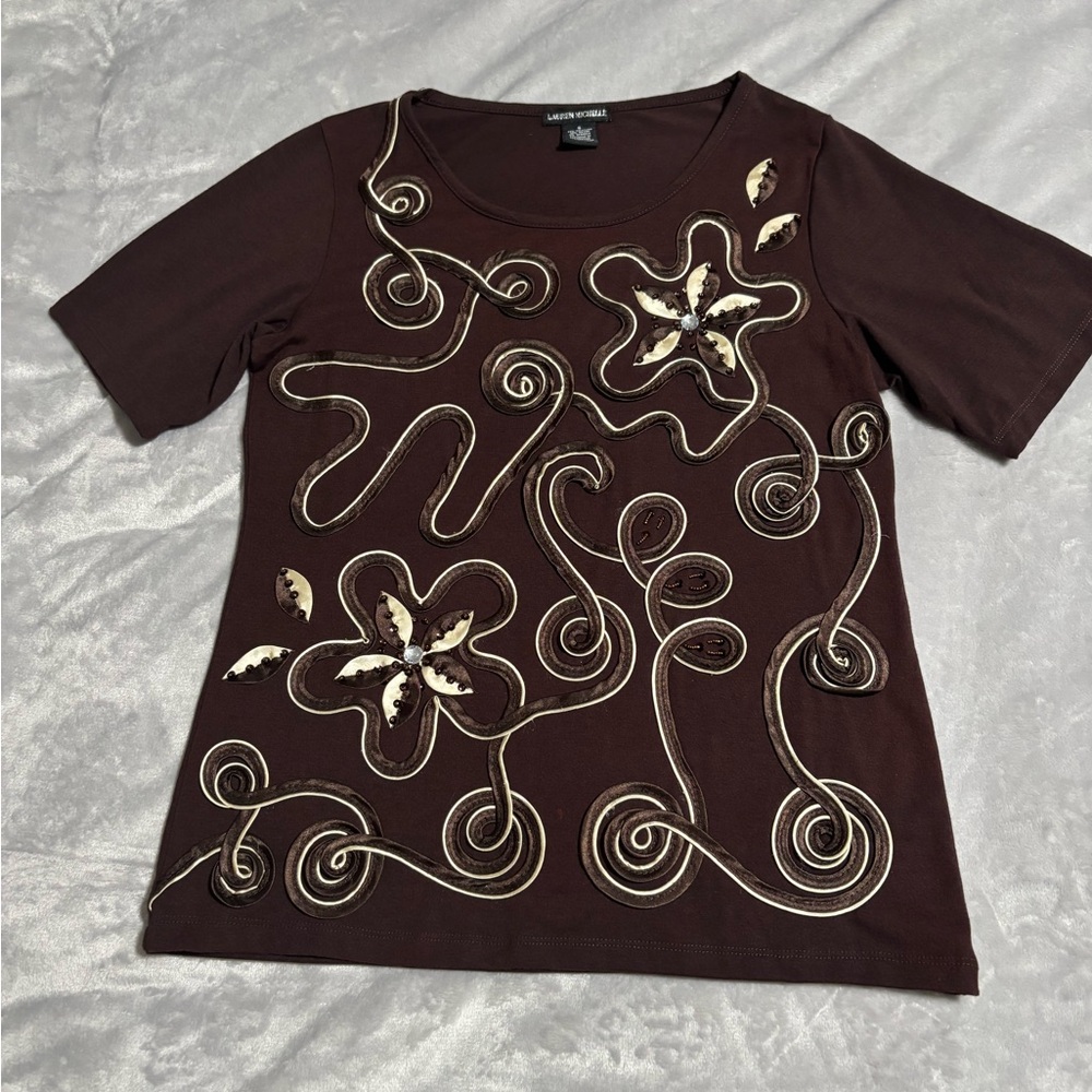 Lauren Michelle Brown and Cream Graphic Tee
